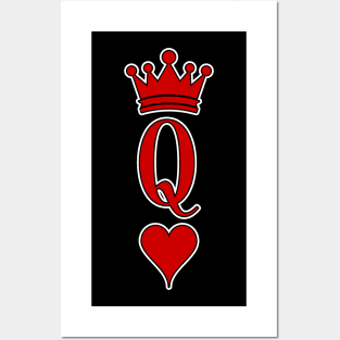 Classy Valentine's Day Queen Of Hearts White Outline Style Posters and Art